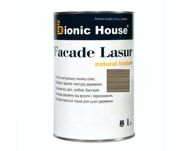 Краска для дерева FACADE LASUR Bionic-House 1л Ольха
