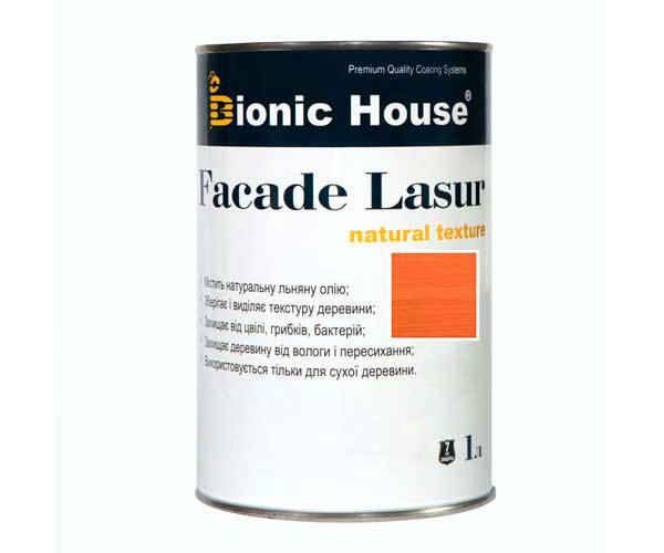 Краска для дерева FACADE LASUR Bionic-House 1л Рябина