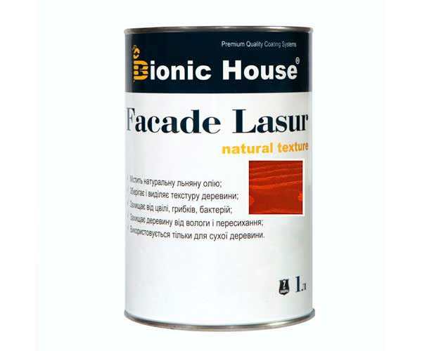 Краска для дерева FACADE LASUR Bionic-House 1л Тик