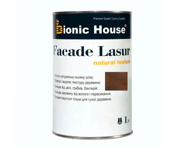 Краска для дерева FACADE LASUR Bionic-House 1л Венге