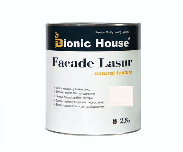Краска для дерева FACADE LASUR Bionic-House 2,8л Белый А101