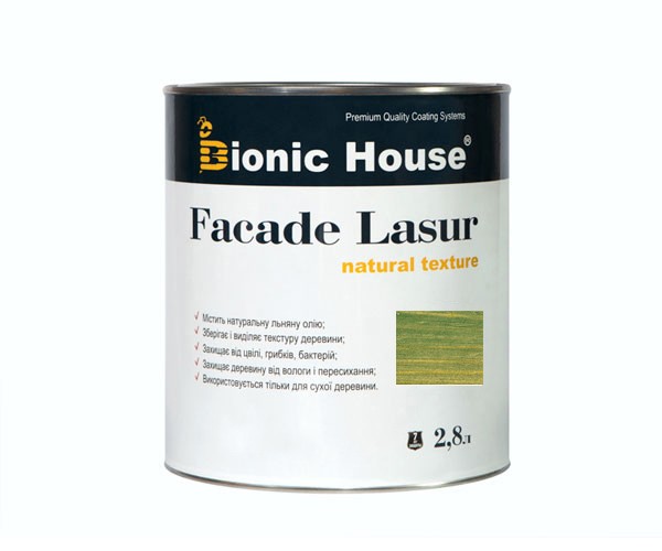 Краска для дерева FACADE LASUR Bionic-House 2,8л Изумруд А114