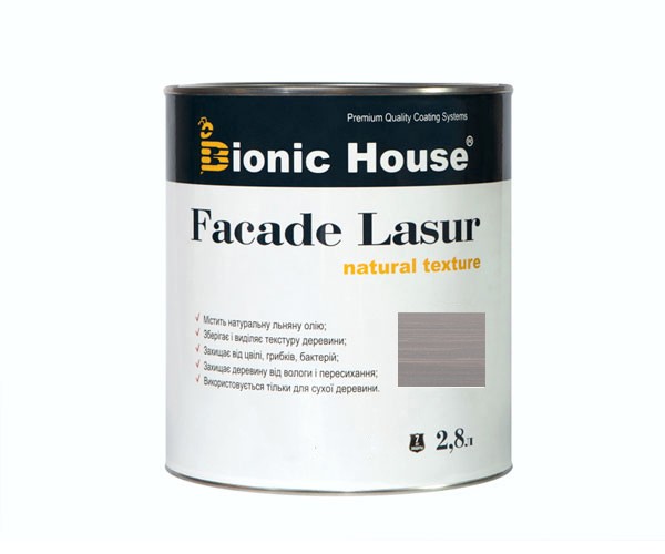 Краска для дерева FACADE LASUR Bionic-House 2,8л Пепел А117