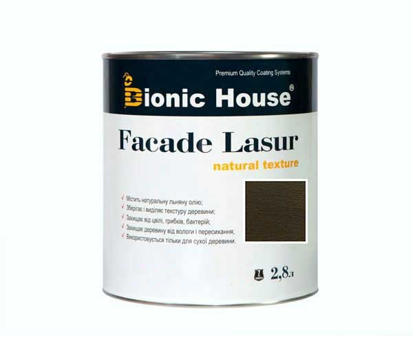 Краска для дерева FACADE LASUR Bionic-House 2,8л Антрацит