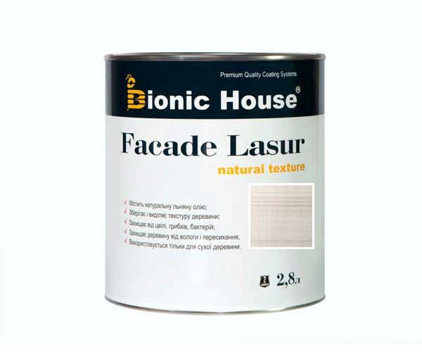 Краска для дерева FACADE LASUR Bionic-House 2,8л Белый Дуб