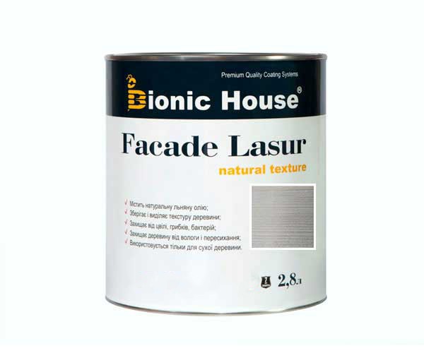 Краска для дерева FACADE LASUR Bionic-House 2,8л Белый Мрамор