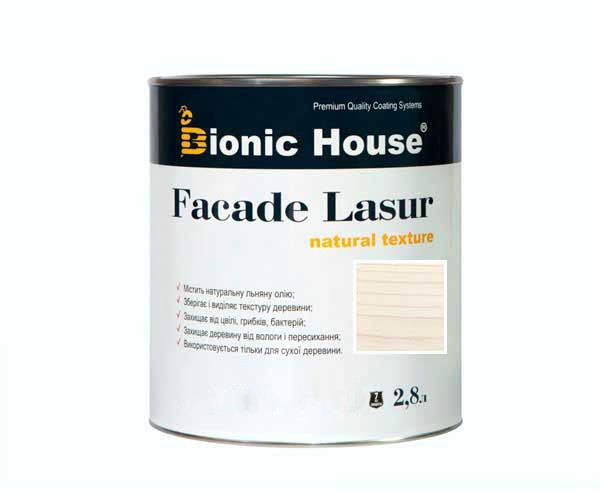 Краска для дерева FACADE LASUR Bionic-House 2,8л Жасмин