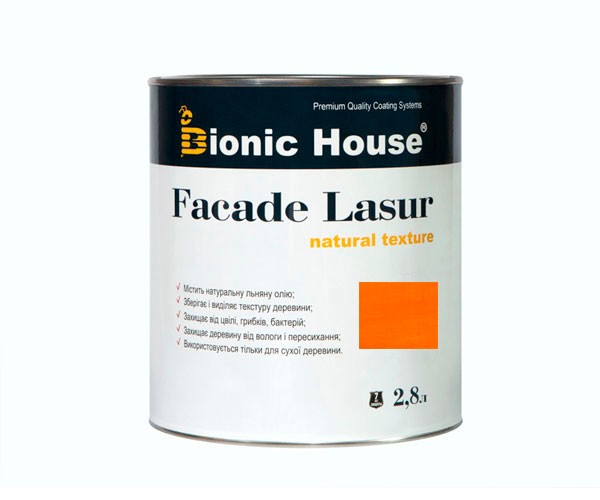 Краска для дерева FACADE LASUR Bionic-House 2,8л Пиния