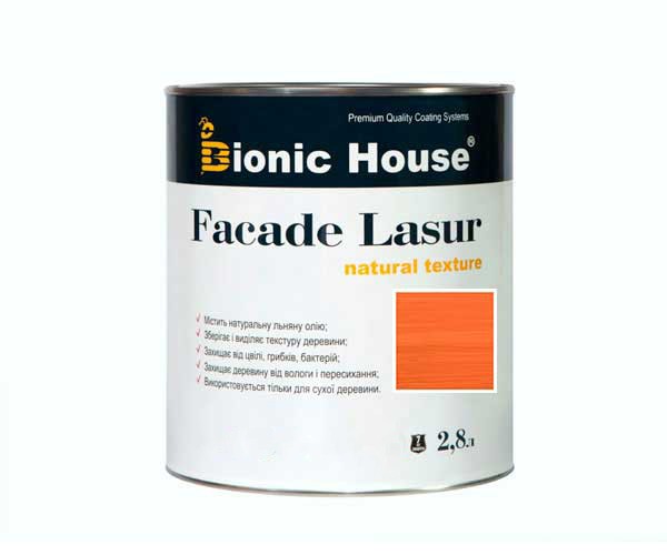 Краска для дерева FACADE LASUR Bionic-House 2,8л Рябина