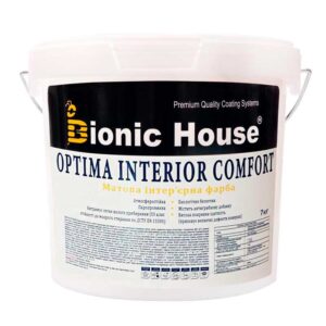 Optima Interior Comfort — Акриловая краска для стен и потолков Bionic-House 7кг Белая любой RAL оттенок под заказ