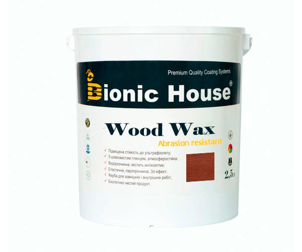 Краска для дерева WOOD WAX Bionic-House 2,5л Марсала